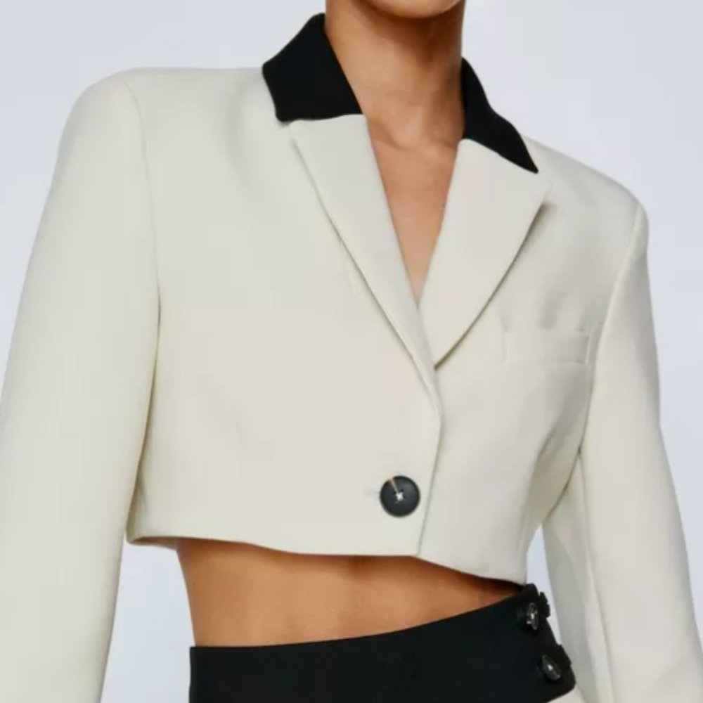 Premium Color Block Cropped Blazer
